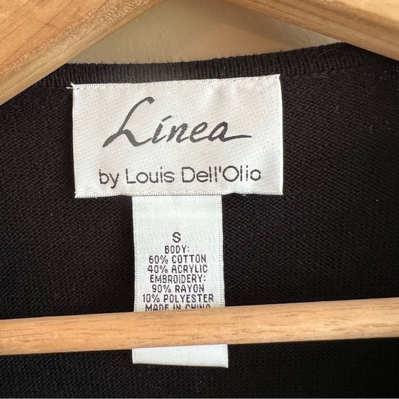 Linea by Louis Dell'Olio floral Embroidered Black Top size small - Picture 2 of 4